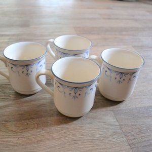 Lenox Vintage Country Blue Floral Cottage Core Mugs Set of 4